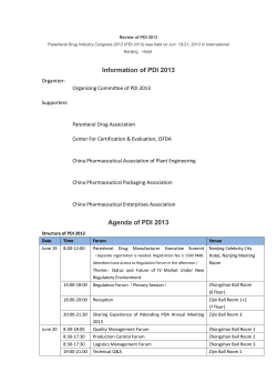 Information of PDI 2013 Agenda of PDI 2013