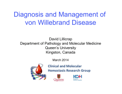Diagnosis and Management of von Willebrand Disease