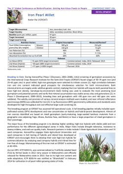 Iron Pearl Millet - Biofortification: The Second Global Conference