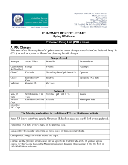 Pharmacy Benefit Update Spring 2014