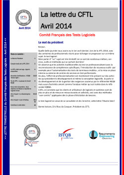 La lettre du CFTL Avril 2014