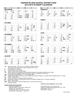 2014-2015 Calendar - Vashon Island School District