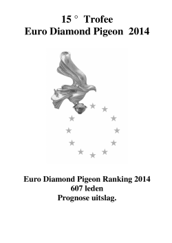 15 ° Trofee Euro Diamond Pigeon 2014 - Erik Limbourg, Ace