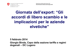 Giorgio Binda, Capo della Sezione Tariffa e Regimi doganali - Cc-Ti