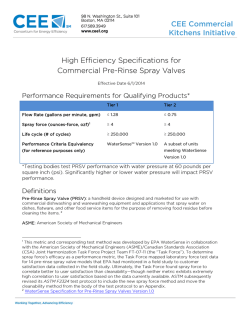 High Efficiency Specifications for Commercial Pre