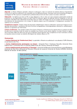 Histoire et audiovisuel - Universit&eacute; Paris 1 Panth&eacute;on