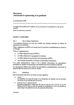 Directives concernant Je sponsoring et la publicite