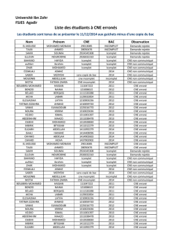 Liste des étudiants à CNE erronés
