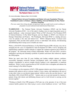 NPAF PAF Press Release Welcoming Established Leader August