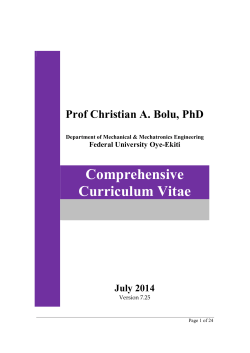 Comprehensive Bio Data for Dr Christian Bolu July 2014
