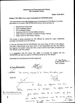 NIC eMail id as Login Credentials for INTRAIAS portal