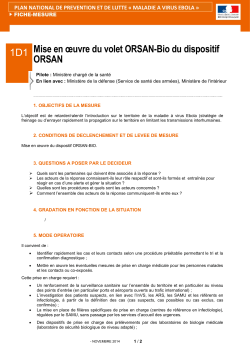 Mise en œuvre du volet ORSAN-Bio du dispositif ORSAN 1D1