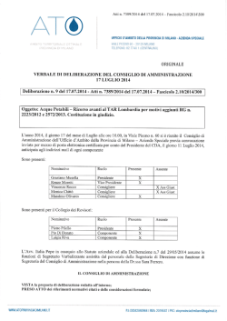Deliberazione n. 9 - ATO Provincia di Milano