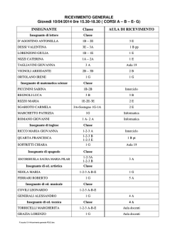 INSEGNANTE Classe AULA DI RICEVIMENTO
