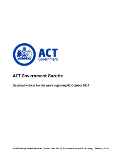 ACT Government Gazette 9 Oct 2014