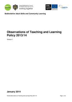 Observations of Teaching and Learning Policy
