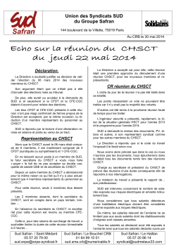 Echos du CHSCT du CRB du 22 mai 2014