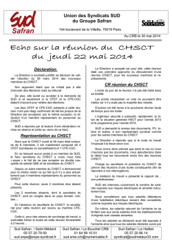 Echos du CHSCT du CRB du 22 mai 2014