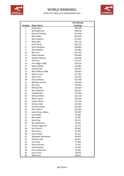 the rankings - World Snooker
