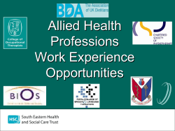Work Experience Information - South Eastern Health and Social