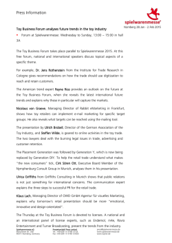 Press release Toy Business Forum