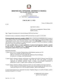 Circ 235 - Viaggio istruzione Laboratori INFN Gran Sasso