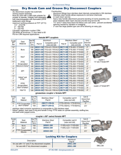 Dry Break Cam and Groove Dry Disconnect Couplers