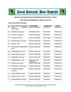 2014-2015 ecole de sante publique