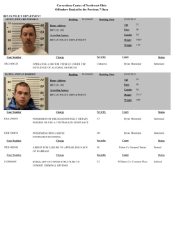 Previous 7 Days Bookings - the Corrections Center of Northwest Ohio