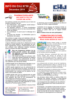 INFO DU CHJ N&deg;50 D&eacute;cembre 2014 - Centre hospitalier de Joigny