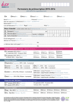 Inscription ILCF 2015-2016 - Institut Catholique de Paris
