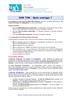 DOM TOM : Quels avantages - UNSA Services Judiciaires