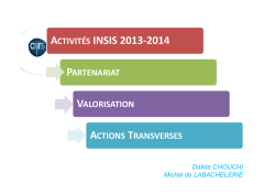 ACTIVITÉS INSIS 2013-2014