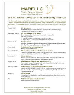 2014-2015 Schedule of OSJ-Directed Retreats and Special Events
