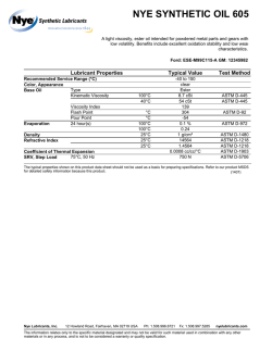 NYE SYNTHETIC OIL 605 - Nye Lubricants, Inc.