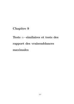 Chapitre 9 Tests asimilaires et tests des rapport des vraisemblances
