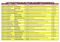 LISTE DES ETUDIANTS QUI ONT SOUTENU LEUR M&Eacute;MOIRE DE