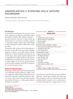 angioplastica e stenting delle arterie polmonari