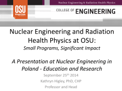 Nuclear Engineering and Radiation Health Physics at OSU: