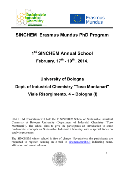 SINCHEM Erasmus Mundus PhD Program 1 SINCHEM Annual School