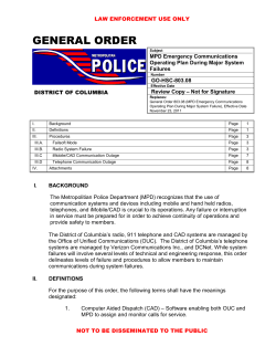 MPD Emergency Communications Operating Plan During Major