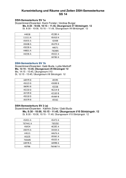 Kurseinteilung der DSH-Semesterkurse WS 2014/15