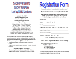 Snow Flurry Schedule Make check payable to MHS