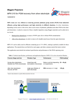 Magpie Polymers MPX-315 for PGM recovery from silver electrolyte