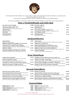 Pane e Cicchetti/Breads and Little Eats Antipasti/Starters