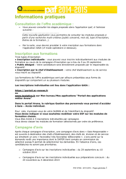 Informations pratiques PAF ATSS 2014-2015