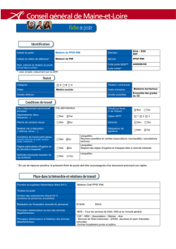 Intitul&eacute; du poste M&eacute;decin de PPSF-PMI Direction DGA &ndash; DSS DEF