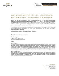 oro negro impetus pte. ltd. – successful placement of a usd 175