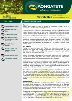April Newsletter - Aongatete Coolstores Limited