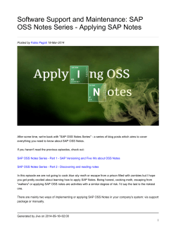 Software Support and Maintenance: SAP OSS Notes Series